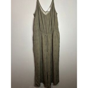 Refinity Brown Polka Dot Jumpsuit Drawstring Waist Casual Comfy Plus Size